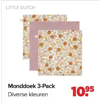 Baby-Dump Little Dutch monddoek 3-pack diverse kleuren aanbieding