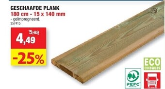 Hubo Geschaafde plank 180 cm - 15 x 140 mm aanbieding