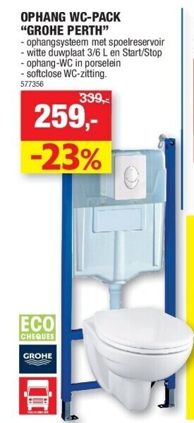 Hubo Ophang wc-pack “grohe perth” aanbieding