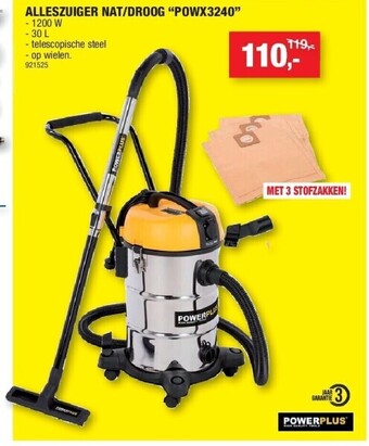 Hubo Alleszuiger nat/droog “powx3240” aanbieding