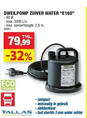 Hubo Dweilpomp zuiver water “e160” aanbieding