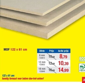 Hubo Mdf 122 x 61 cm aanbieding