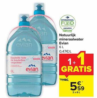 Carrefour Natuurlijk mineraalwater evian aanbieding