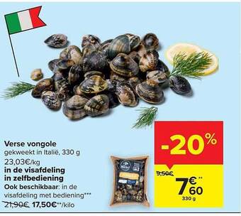 Carrefour Verse vongole aanbieding