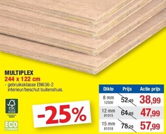 Hubo Multiplex 244 x 122 cm aanbieding