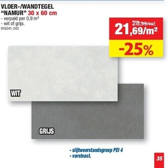 Hubo Vloer-/wandtegel “namur” 30 x 60 cm aanbieding