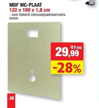Hubo Mdf wc-plaat 122 x 100 x 1,8 cm aanbieding
