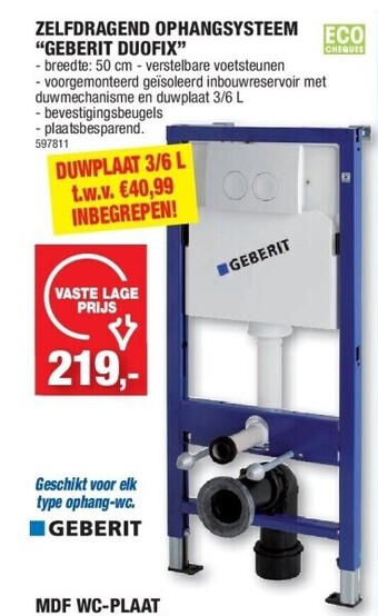 Hubo Zelfdragend ophangsysteem “geberit duofix” aanbieding