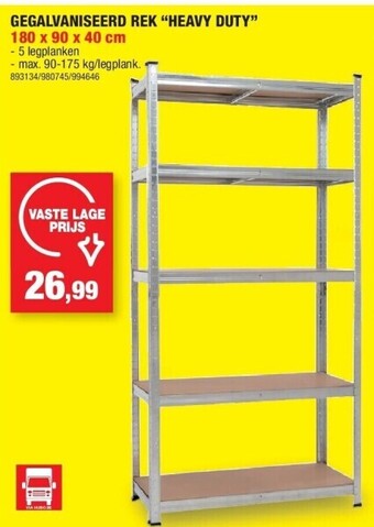 Hubo Gegalvaniseerd rek “heavy duty” 180 x 90 x 40 cm aanbieding