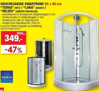 Hubo Douchecabine kwartrond 90 x 90 cm aanbieding