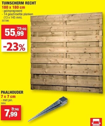 Hubo Tuinscherm recht 180 x 180 cm aanbieding