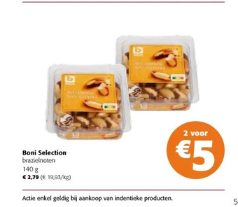 Colruyt Boni selection brazielnoten 140 g aanbieding