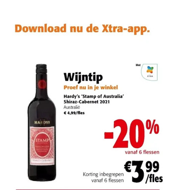 Colruyt Hardy's 'stamp of australia' shiraz-cabernet 2021 australie aanbieding