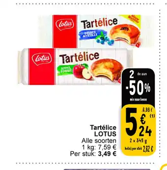 Cora Lotus Tartelice 2 x 345 g aanbieding