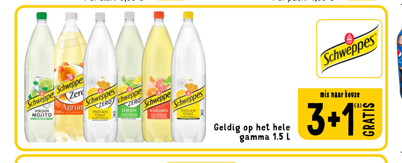Schweppes 1.5 L promotie bij Cora
