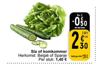 Cora Sla of komkommer aanbieding