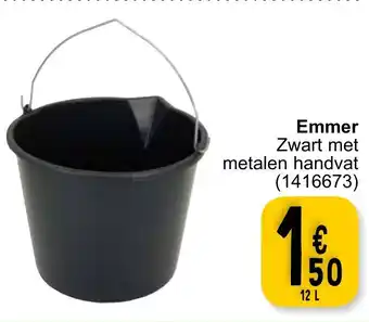 Cora Emmer Zwart met Metalen Handvat 12L 1416673 aanbieding