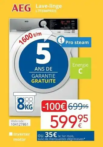 AEG Lave-linge L7FE86PROS
