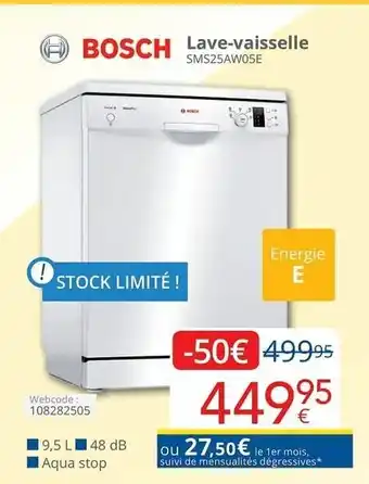Eldi Bosch Lave-vaisselle SMS25AW05E aanbieding