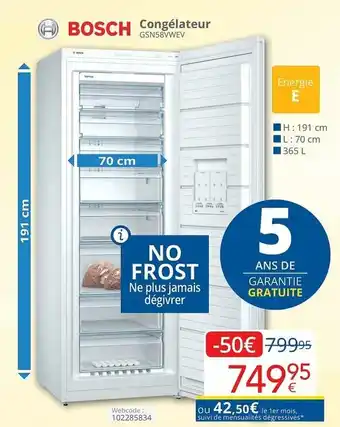 Eldi Bosch Congelateur GSN58VWEV aanbieding