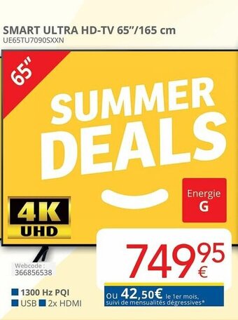 Eldi Samsung Smart Ultra HD-TV 65"/165 cm UE65TU7090SXXN aanbieding