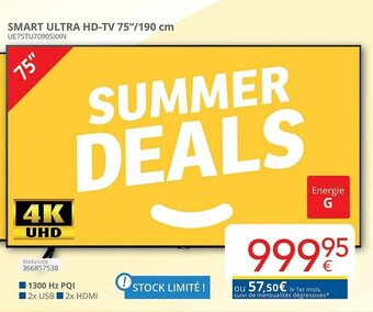 Eldi Samsung Smart Ultra HD-TV 75"/190 cm UE75TU7090SXXN aanbieding