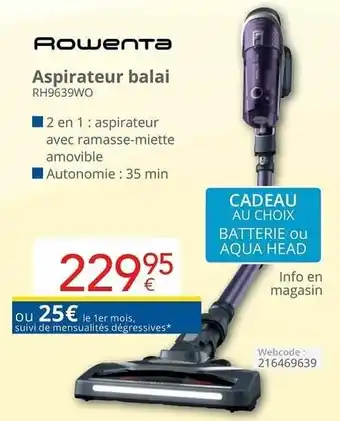 Eldi Rowenta Aspirateur balai RH9639WO aanbieding