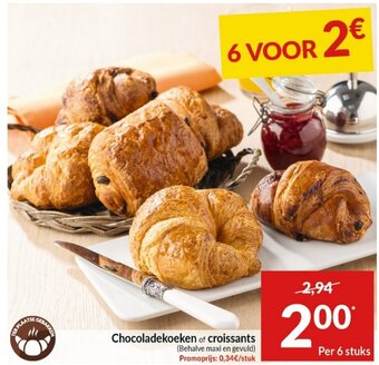 Chocoladekoeken of croissants