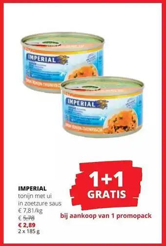 Spar Colruyt Imperial tonijn met ui in zoetzure saus aanbieding