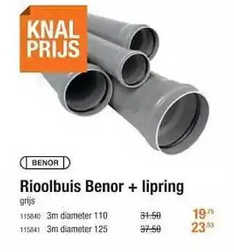 Rioolbuis benor + lipring