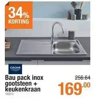 Bau pack inox gootsteen + keukenkraan