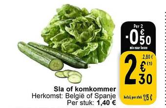 Cora Sla of komkommer aanbieding