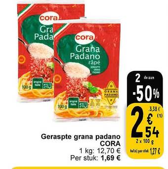 Cora Geraspte grana padano aanbieding