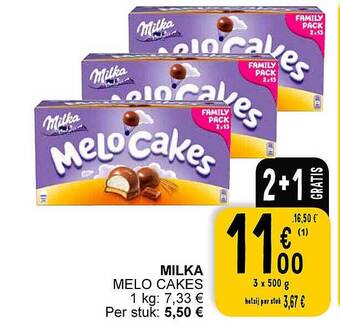 Cora Milka melo cakes aanbieding
