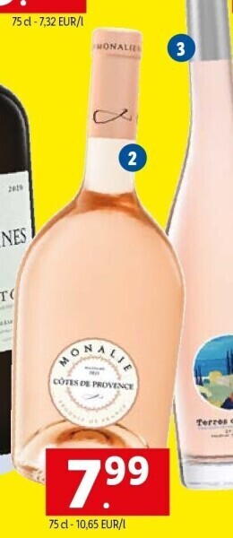 Lidl Monalie côtes de provence aop rosé aanbieding