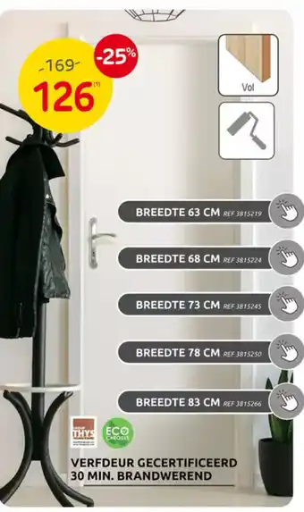 Verfdeur gecertificeerd 30 min. brandwerend