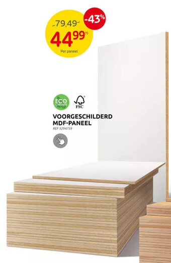 Brico Voorgeschilderd MDF-paneel aanbieding