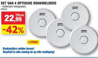 Hubo Set van 4 optische rookmelders 899622 aanbieding