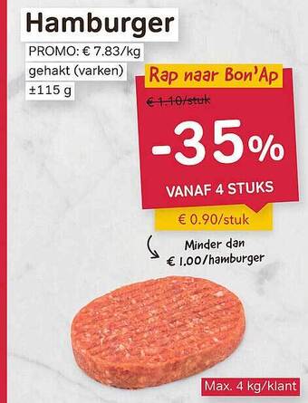 Bon Ap Hamburger aanbieding