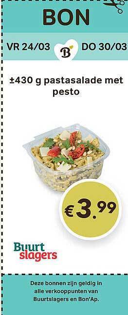 Bon Ap Pastasalade met pesto aanbieding