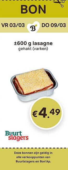 Bon Ap Lasagne aanbieding