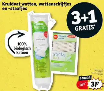 Kruidvat Kruidvat watten, wattenschijfjes en -staafjes 4 voor aanbieding