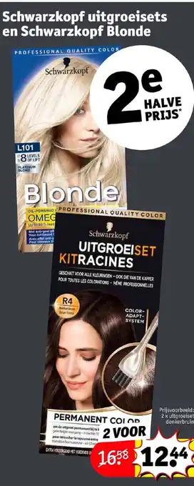 Kruidvat Schwarzkopf uitgroeisets en blonde 2 x uitgroeiset donkerbruin aanbieding