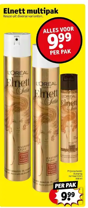 Kruidvat Elnette multipak duospray normaal + mint 800ml per pak aanbieding