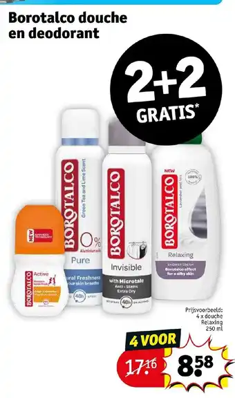 Kruidvat Borotalco douche relaxing 4 x 250ml aanbieding