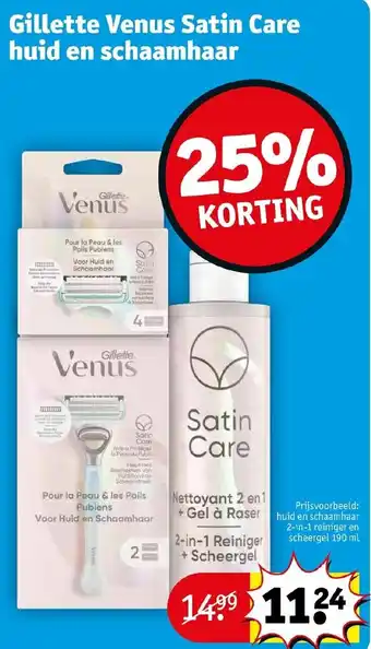 Kruidvat Gillette Venus satin care huid en schaamhaar 2-in-1 reiniger en scheergel 190ml aanbieding