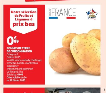 Auchan Pommes de terre de consommation aanbieding