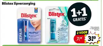Kruidvat Blitex lipverzorging 2 x lippenbalsem med plus 2 voor aanbieding