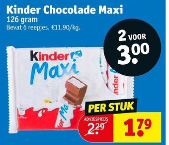 Kruidvat Kinder chocolade maxi 126 gram per stuk aanbieding