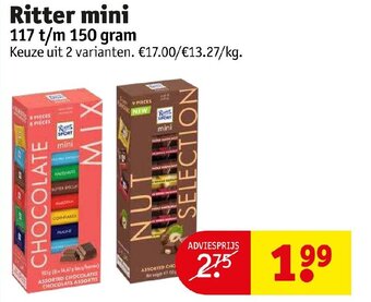Kruidvat Ritter mini 117 t/m 150 gram aanbieding